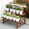 Flower Steps 3 Tier Wooden Plant Ladder Stand Lightweight Wood Garden In/Outdoor