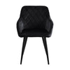 2 Pcs Dining Chairs With Armrests Velvet / PU Cushions Diamond Pattern Backrests