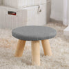 Small Linen Footstool Foot Rest With Wooden Legs Pouffe Kids Seat Round/Square