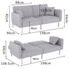 Modern Fabric Sofa Bed 3 Seater Click Clack Living Room Recliner Couch Sofa Grey
