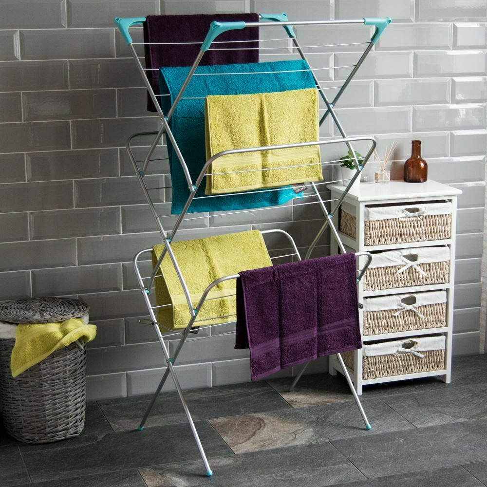 Clothes Airer Horse Winged Tier Tower Indoor Metal Laundry Drying Rack White