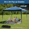 3X3m Pop-up Gazebo Marquee Canopy Outdoor Garden Party Wedding Tent Blue