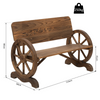 Rustic Wooden Bench 2 Seater Garden Outdoor Patio Porch Wagon Wheel Vintage Wood