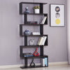 6 Tier S Shape Bookshelf Storage Display Stand Modern Z-Shelf Wooden Book Shelve