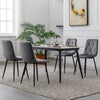 4X Dining Chairs Set Faux Suede Leather Padded Seat Metal Legs Kitchen Office
