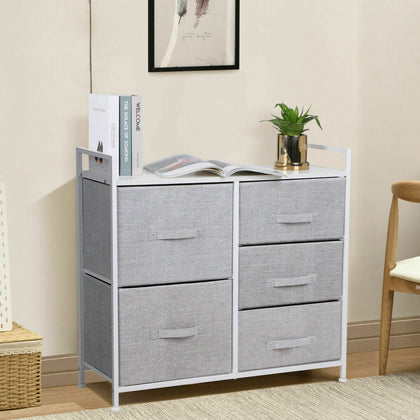 Fabric Chest of Drawers Storage Wardrobe Bedside Cabinet Drawers & Metal Frame