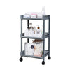 3 Tiers grey Plastic KitchenTrolley Carts With Wheels Bathroom Storage Rack