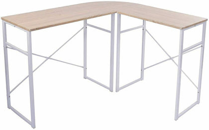 L-shape Wooden PC Computer Desk Writing Study Table Office Home Workstation Oak