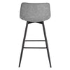 2x Barstool Breakfast stool Metal+leather Counter Bar Chair Faux Bar Stool grey