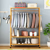 3 Layer Wooden Rail Clothes Hanging Coat Stand Shoe Rack Shelve Storage Wardrobe