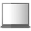 Cloakroom Bathroom Mirror with Shelf High Gloss Grey 40x10.5x37 cm Chipboard