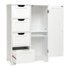 Mondeer White Bathroom Storage Cabinet with 4 Drawer 1 Door Adjustable Partition