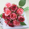 10 Heads Silk Rose Artificial Flowers Fake Bouquet Buch Wedding Home Party Decor