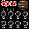 8pcs Clear Diamond Crystal Glass Door Knobs Handles Drawer Wardrobe Cabinet
