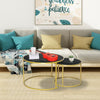 Nest of 2 Nested Table Round Coffee Table Black Marble Effect Living Room Office