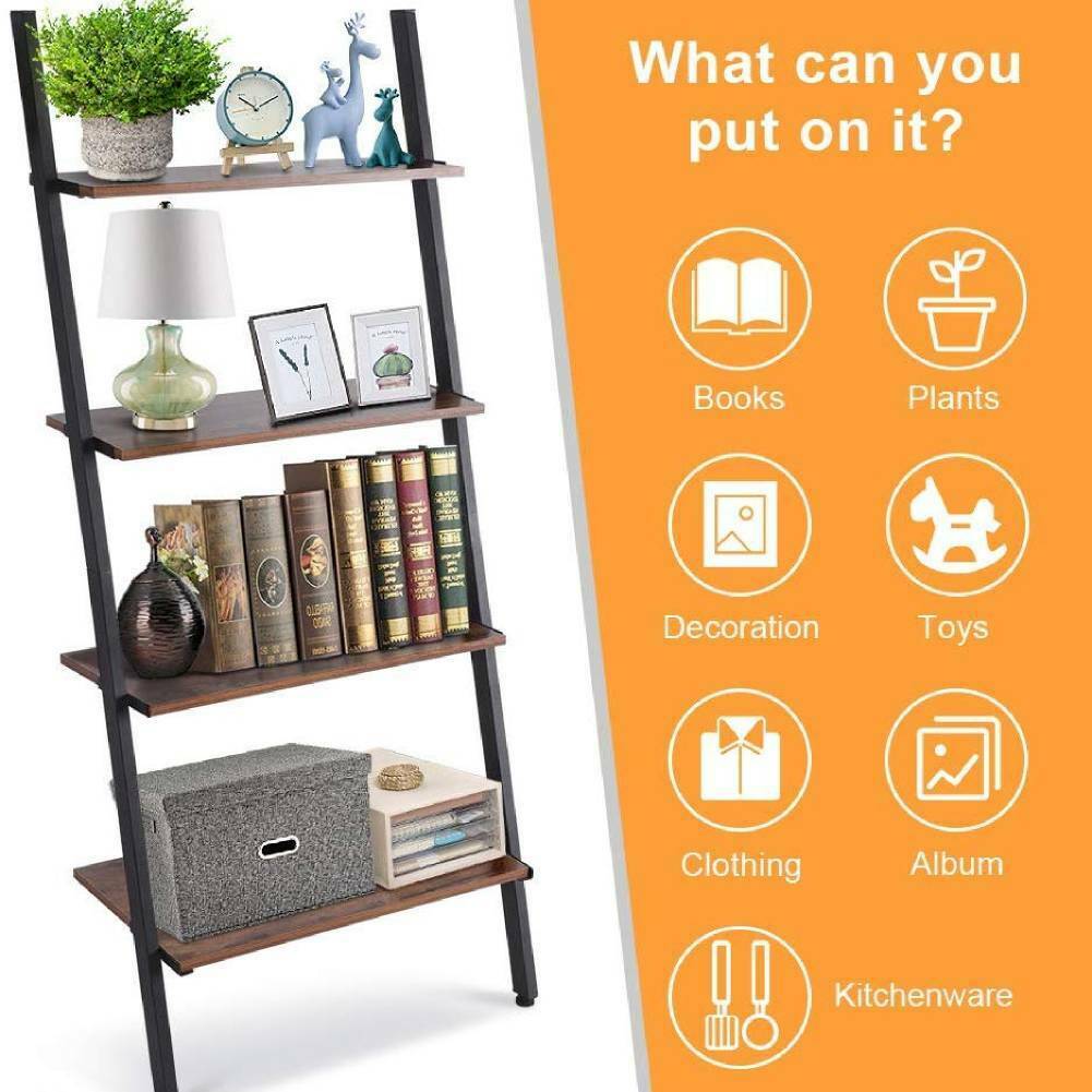 Industrial Ladder Bookshelf Display Shelving Storage Shelf Plant Flower Stand