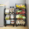 Mobile Kitchen Vegetable Fruit Storage Rack Stackable Metal Wire Basket Holder