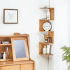 Solid Wood Corner Wall Shelf 5-tier Floating Shelf Wall Storage Organizer Shelf
