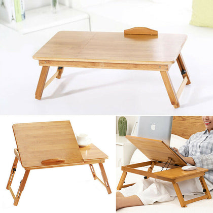 Portable Bamboo Laptop Computer Desk Folding Bed Study Working Table Adjustable