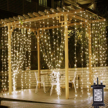 300 LED Fairy String Lights Indoor/Outdoor Curtain Window Hanging Wedding Decor