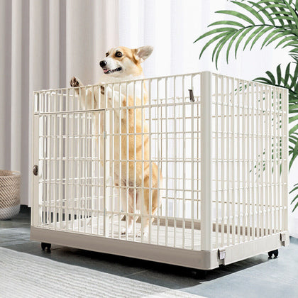 97CM Dog Cage Puppy Pet Crate Travel Carrier Small Medium Large Kennel W/Wheel