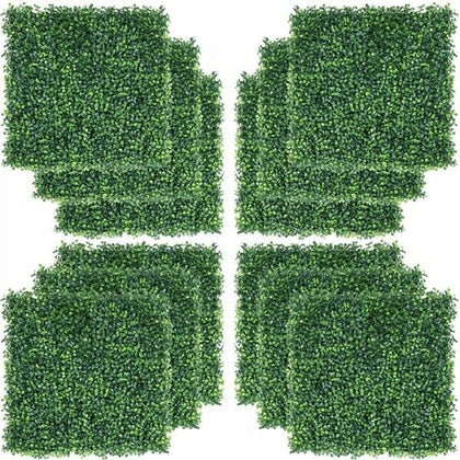 Artificial Boxwood Panel Topiary Hedge Plant Garden Privacy Screen Fence 12PCS