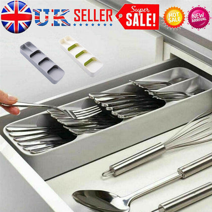 Cutlery Utensil Drawer Organiser Spoon Divider Kitchen Tidy Tray Holder Storage