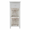 Shabby Chic Bedside Unit Tables Drawers Cabinet + Wicker Storage Wooden Bedroom