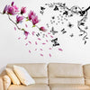Butterflies Vines and Magnolia Flowers Spring Wall Stickers Home Art Decorations