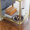 2-Tier End Table, Side Table Accent Table with Tempered Glass Top and Mesh Shelf