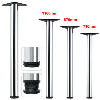 2/4 Piece Chrome Adjustable Breakfast Bar desk leg Universal 710/870/1100 mm