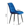 Set of 2 Blue Grey Velvet Dining Chairs Dinning Kitchen Room Metal Leg Padded