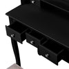 Black Dressing Table Vanity Makeup Desk with 5 Drawers, Mirror Set and Stool UK