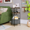 Coffee Table Round End Table 3 Tier Side Table Bedside Table with Storage Basket