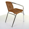 Tan Bistro Chair Wicker Chrome Aluminium Outdoor Garden Patio Seating Stacking