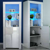 Tall Cabinet Sideboard Unit Cupboard Display- High Gloss Doors LED Lights UK