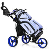 3 Wheels Golf Push Cart Golf Pull Trolley 4 Height Positions W/ Umbrella Holder