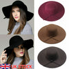 Autumn Winter Vintage Floppy Hat Women Elegant Felt Fedora Hat Wide Brim Sun Cap