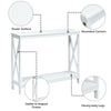 Vintage Console Table X-design Wooden Hall Desk Side End Table W/ Shelf White