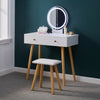 White Vanity Dressing Table Makeup Desk Stool Set with Drawers Mirror LED Light