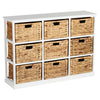 3x3 WHITE WOOD HOME STORAGE UNIT 9 WICKER DRAWER BASKETS CHEST/CABINET