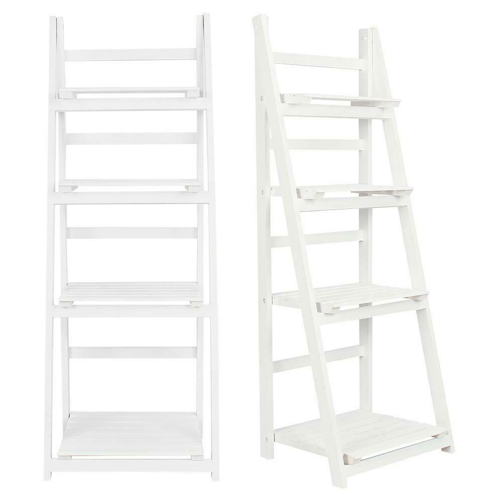 4 Tier Wooden Ladder Folding Book Shelf Stand Plant Flower Display Shelving UK