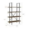 Large 4 Tier Contemporary Industrial Bookshelf/Shelving Unit Oak Finish 141cm