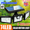 74 LED Solar Powered PIR Motion Sensor Lamp Outdoor Garden Security Wall Lights