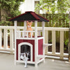 2-Tier Wooden Cat House Outdoor Cat Shelter Weatherproof Pet Hutch Asphalt Roof