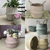 New Seagrass Belly Basket Laundry Bag Plant Pot Baskets Garden Storage Decor UK