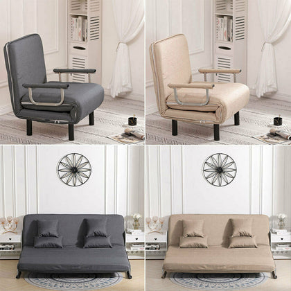 Occasional Sofa Bed Folding Futon Chair with Pillow Wheels Single Sleeper Guest