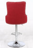 Red Linen Button Detail Premium Monteray Bar Stool, swivel, gas lift, (RED)
