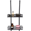 2 Tiers Shower Holder Shelf Rack Bathroom Door Hanging Tray Black Basket 73x35cm