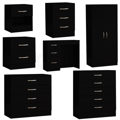 Riano Chest Of Drawers Bedside Cabinet Dressing Table Wardrobe Bedroom Black